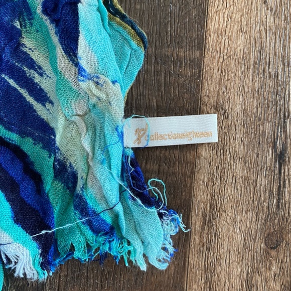 Abstract Scarf Navy, Teal, Brown, Black, and Gold - Picture 5 of 6